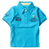 Παιδική μπλούζα New Collage για αγόρια Chief Γαλάζιο αγορίστικες πόλο κοντομάνικες μπλούζες