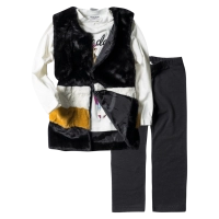 Παιδικό σετ για κορίτσια Monday μαύρο με στάμπα για καλό ντύσιμο για βόλτα casual γούνα αμάνικο 6 16 χρονών paidika rouxa online