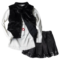 Παιδικό σετ για κορίτσια NYC Μαύρο κοριτσίστικο φούστα με παγιέτες γουνάκι αμάνικο επίσημο