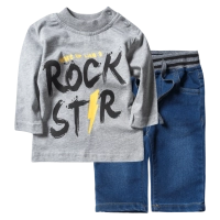 Βρεφικό σετ New College για αγόρια Rock Star Γκρι αγορίστικα μοντέρνα σετ φόρμας για μωράκια 1