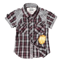 Παιδικό πουκάμισο Mall Kids Big μπορντό καλοκαιρινά πουκάμισα αγορίστικα κοντομάνικα καρό Online