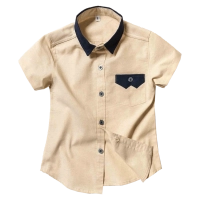 Πουκάμισο για αγόρια Overtone μπεζ καλοκαιρινά πουκάμισα κοντομάνικα αγορίστικα Online οικονομικά