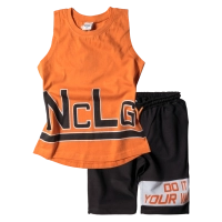 Παιδικό σετ New College για αγόρια NcLg2 Πορτοκαλί αγορίστικα καθημερινά για βόλτα αθλητικά καλοκαιρινά ελληνικά επώνυμα casual