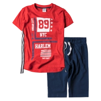 Παιδικό σετ New College για αγόρια Harlem89 Κόκκινο αγορίστικα καθημερινά για βόλτα αθλητικά καλοκαιρινά ελληνικά επώνυμα casual