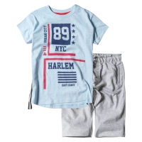 Παιδικό σετ New College για αγόρια Harlem89 Γαλάζιο αγορίστικα καθημερινά για βόλτα αθλητικά καλοκαιρινά ελληνικά επώνυμα casual