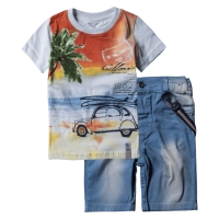 Παιδικό σετ για αγόρια California πολύχρωμο για βόλτα αγορίστικα εκδήλωση οικονομικά άνετα μοντέρνα τζιν ρόμβος καλοκαιρινά