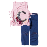Παιδικό σετ New Collage για κορίτσια FLOWER C Ροζ μοντέρνο καθημερινό με κολάν και αμάνικο μπλουζάκι online
