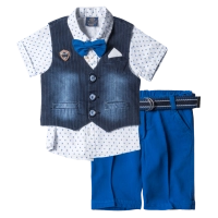 Παιδικό σετ με γιλέκο για αγόρια Designer Stripes Μπλε