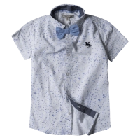 Παιδικό πουκάμισο New College για αγόρια Horse Άσπρο αγορίτστικα κοντομάνικα καλοκαιρινά πουκάμισα μοντέρνα