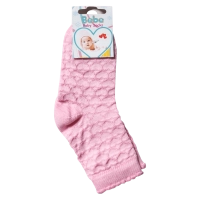 Παιδικές κάλτσες για κορίτσια Hearts Ροζ χαριτωμένη καλτσούλα με ανάγλυφες καρδούλες και σατέν φιογκάκι online