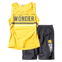 Παιδικό σετ για αγόρια Wonder Κίτρινο αγορίστικα καλοκαιρινά μοντέρνα σετ με αμάνικη μπλούζα
