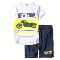 Παιδικό σετ για αγόρια New York Άσπρο αγορίστικα καλοκαιρινά μοντέρνα σετ με βερμούδα οικονομικά