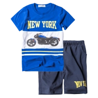 Παιδικό σετ για αγόρια New York Μπλε αγορίστικα καλοκαιρινά μοντέρνα σετ με βερμούδα οικονομικά