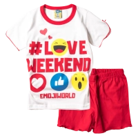 Παιδική πιτζάμα Like για κορίτσια Love Weekend Κόκκινο κοριτσίστικες καλοκαιρινές μοντέρνες ελληνικές πιτζάμες