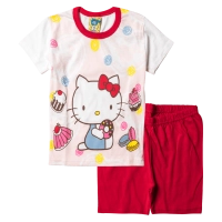 Παιδική πιτζάμα Like για κορίτσια Baby Kitty Κόκκινο κοριτσίστικες καλοκαιρινές μοντέρνες ελληνικές πιτζάμες