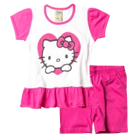 Παιδική πιτζάμα Like για κορίτσια Kitty Φούξια κοριτσίστικες καλοκαιρινές μοντέρνες ελληνικές πιτζάμες