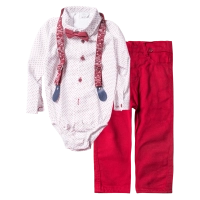 Βρεφικό σετ για αγόρια Mini Sir Κόκκινο αγορίστικα φορμάκια με παντελόνι επίσημα καλά βαφτιστικά