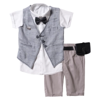 Παιδικό σετ για αγόρια Gravilias γκρι σετάκια μοντέρνα με πουκάμισο γιλέκο καλοκαιρινά ιδιαίτερα για αγοράκια ετών online