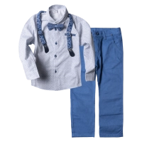 Παιδικό σετ για αγόρια Karlovy Μπλε αγορίστικο ολοκληρωμένο σετ με πουκάμισο παπιγιόν τιράντες παντελόνι