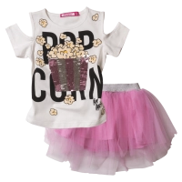 Παιδικό σετάκι για κορίτσια Pop Corn ροζ μοντέρνα σετ με φούστα tutu για κορίτσια ετών με παγιέτες τούλι online