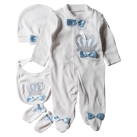 Βρεφικό σετ για αγόρια Little King γαλάζιο δώρο κορώνα σγορίστικο μαιευτήριο στρας μωρό