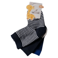 Βρεφικές κάλτσες Yanoir για αγόρια White Stripe2 σετ 3 ζευγάρια μοντέρνο οικονομικό ριγέ καθημερινό αγορίστιικο