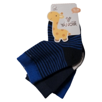 Βρεφικές κάλτσες Yanoir για αγόρια Blue Stripe2 σετ 3 ζευγάρια αγορίστικο οικονομικό ελαστικό ριγέ μοντέρνο 