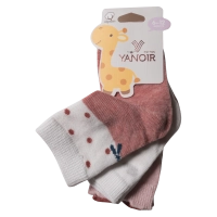 Βρεφικές κάλτσες Yanoir για κορίτσια Bow3 σετ 3 ζευγάρια κοριτσίστικο μοντέρνο οικονομικό με σχέδια 