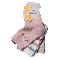 Βρεφικές κάλτσες Yanoir για κορίτσια Bear Face σετ 3 ζευγάρια κοριτσίστικο οικονομικό ριγέ ελαστικό 1