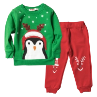Βρεφικό χριστουγεννιάτικο σετ Penguin Πράσινο αγορίστικο και κοριτσίστικο οικονομικό ποιοτικό μοντέρνο ζεστό