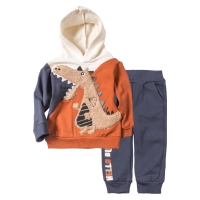 Βρεφικό σετ φόρμας για αγόρια Dinosaur Πορτοκαλί αγορίστικες μοντέρνες αθλητικές φόρμες