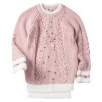 Παιδική μπλούζα για κορίτσια Necklace Σομόν κοριτσίστικες μοντέρνες χειμερινές πλεκτές