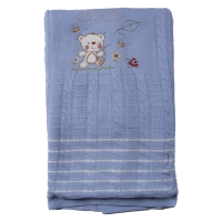 Παιδική κουβέρτα πλεκτή για αγόρια Bear me γαλάζιο αγορίστικα οικονομικά κουβερτοπάπλωμα δώρα λευκά είδη με χνούδι
