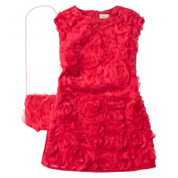 Παιδικό φόρεμα για κορίτσια Roses κόκκινο κοριτσίστικα επίσημα αμπιγιέ οικονομικά για γάμο βάφτιση
