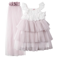 Παιδικό αμπιγέ φόρεμα για κορίτσια Little bride ροζ