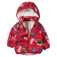 Παιδικό μπουφάν για αγόρια Dinosaurs Κόκκινο αγορίστικα μοντέρνα ζεστά ποιοτικά μπουφάν