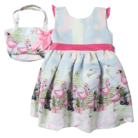 Παιδικό φόρεμα Εβίτα για κορίτσια  Flamingo πολύχρωμο
