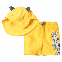 Βρεφικό σετ μαγιό Mayoral για αγόρια Zebra κίτρινο αγορίστικα επώνυμα καπέλο στάμπα μηνών