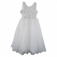 Παιδικό φόρεμα για κορίτσια Roseanne άσπρο καλό ντύσιμο τούλι γάμους βαφτίσεις εκκλησία στρας online