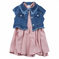 Παιδικό φόρεμα για κορίτσια Dijon ροζ κοριτσίστικα καλοκαιρινά πουά ιδιαίτερο τζιν online (1)