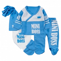 Βρεφικό σετ για αγόρια Mini boss γαλάζιο