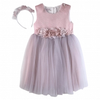 Παιδικό φόρεμα για κορίτσια Vanessa ροζ-γκρι κοριτσίστικα καλά γάμο βάφτιση τούλι εντυπωσιακά στέκα online (2)