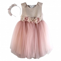 Παιδικό αμπιγέ φόρεμα για κορίτσια Vanessa ροζ-μπεζ