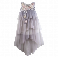 Παιδικό φόρεμα για κορίτσια Διοδώρα γκρί κοριτσίστικα καλά εκκλησία τούλια παρανυφάκια online 6 ετών γάμο (2)
