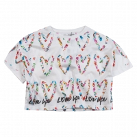 Παιδική μπλούζα Desigual για κορίτσια Hearts εκρού