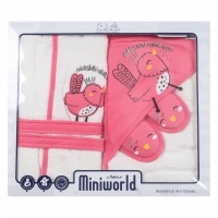 Παιδικό σετ 4 τεμαχίων για κορίτσια Little Bird φούξια κοριτσίστικα μπάνιο  (1)