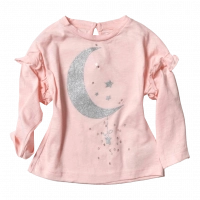 Παιδική μπλούζα MINOTI για κορίτσια Moon ροζ ανοιξιάτικές εποχιακές ετών
