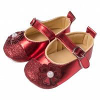 Βρεφικά παπούτσια αγκαλιάς για κορίτσια Glamour κόκκινο κοριτσίστικα καλά μωράκια βρέφη online 6 μηνών (1)