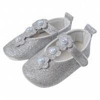 Βρεφικά παπούτσια αγκαλιάς για κορίτσια Shinny ασημένιο κοριτσίστικα καλά online μωράκια 7 μηνών (1)