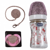 Σετ μπιμπερό πιπίλα Chicco για κορίτσια με στρας ροζ κοριτσίστικα δώρα μπέμπα μωρά online (1)